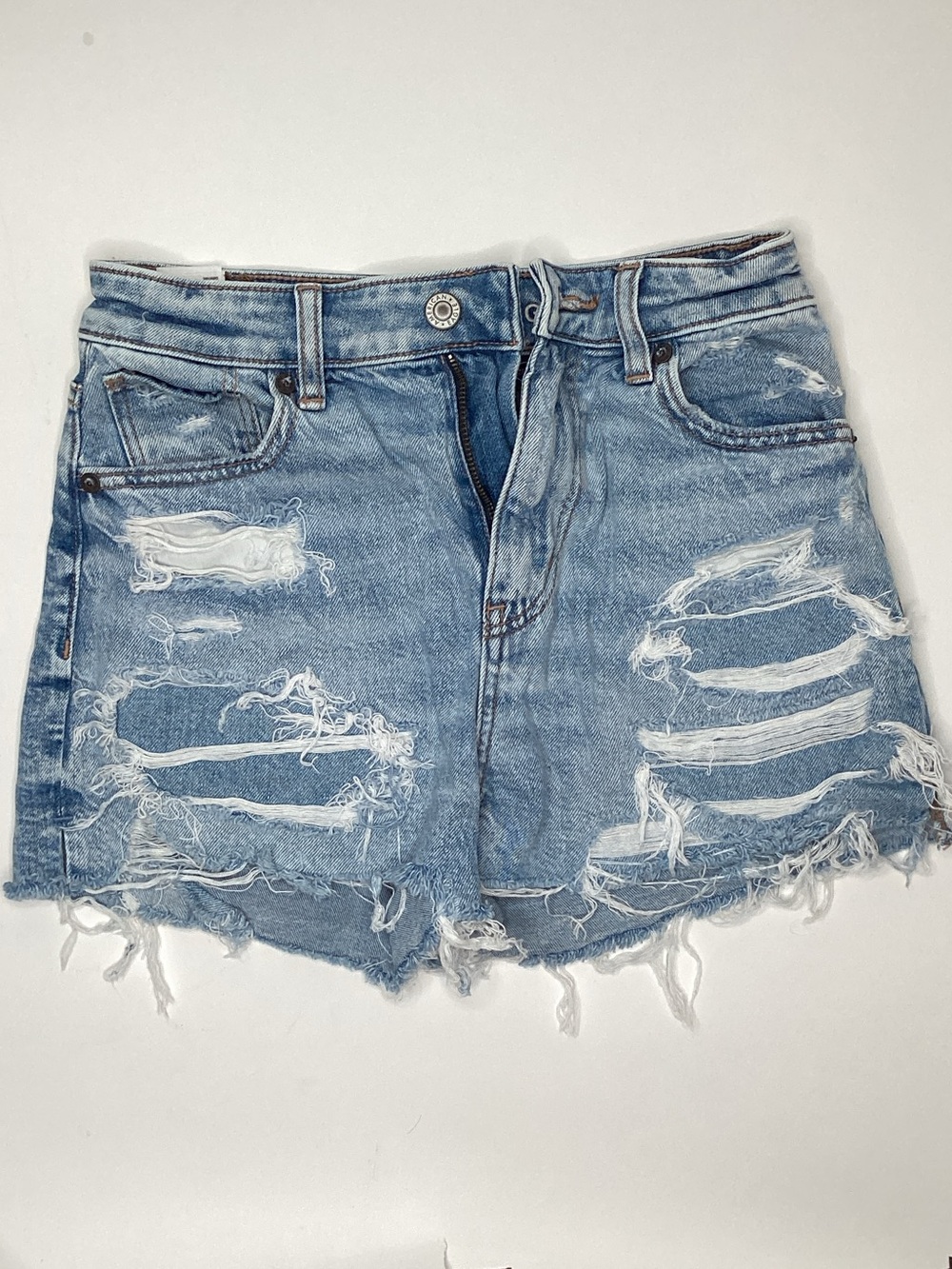American Eagle Outfitters Light Blue Distressed Denim Shorts